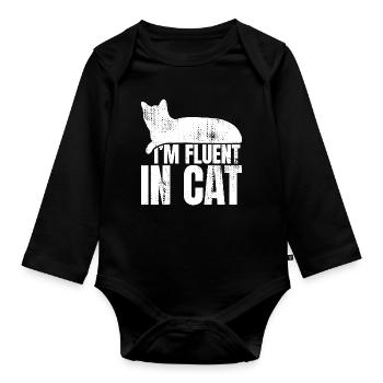 I speak fluent cat - Organic Longsleeve Baby Bodysuit - black - Front