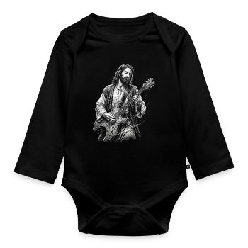 Jesus Christ spielt Gitarre - Baby Bio-Langarm-Body - Schwarz - Vorne
