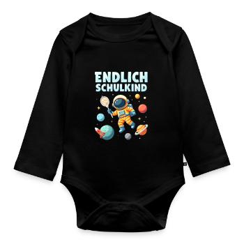 Schulkind 2026 Einschulung 2026 Schulanfang - Baby Bio-Langarm-Body - Schwarz - Vorne