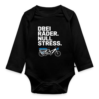 Drei Räder Null Stress Lastenrad - Baby Bio-Langarm-Body - Schwarz - Vorne