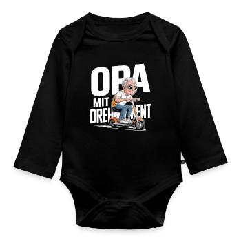 Opa Mit Drehmoment Fahrrad Senioren - Baby Bio-Langarm-Body - Schwarz - Vorne