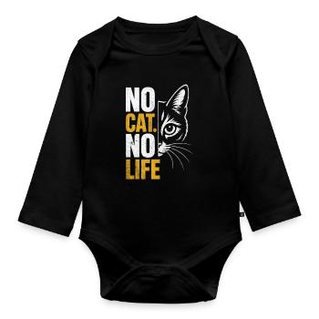 No Cat No Life Cat Design - Body Bébé bio manches longues - noir - Devant