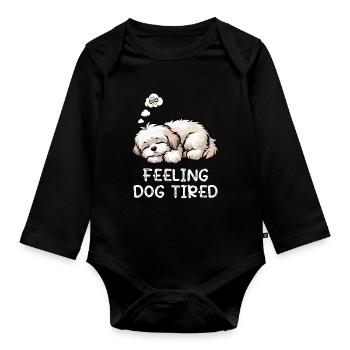 Se sentir fatigués par le chien Amoureux havanais havanais - Body Bébé bio manches longues - noir - Devant
