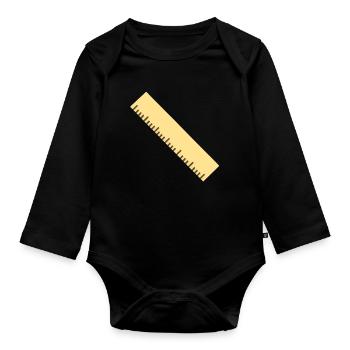 Diagonal Ruler Line Art - Organic Longsleeve Baby Bodysuit - black - Front
