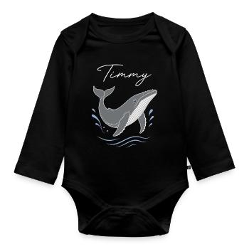 Timmy Wal Aquarell Meerliebe Shirt - Baby Bio-Langarm-Body - Schwarz - Vorne