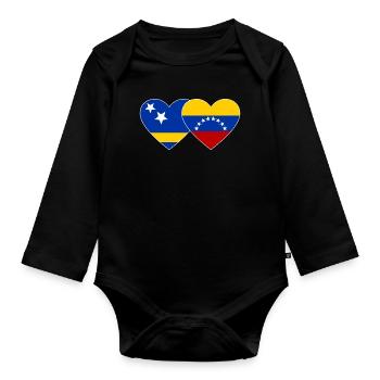 Cœur du drapeau du Venezuela de Curaçao utilisé - Body Bébé bio manches longues - noir - Devant