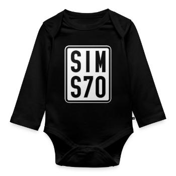 Simson S70 Moped Kennzeichen - Baby Bio-Langarm-Body - Schwarz - Vorne