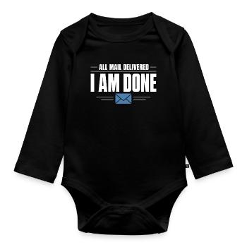 Retired Postman Retired Postman - Organic Longsleeve Baby Bodysuit - black - Front
