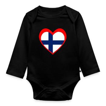 Suomi Sydän – Rakkaus Suomeen - Organic Longsleeve Baby Bodysuit - black - Front