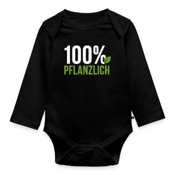 100% Pflanzlich - Vegan Geschenkidee - Baby Bio-Langarm-Body - Schwarz - Vorne
