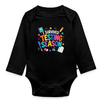 Ich habe die Klausurphase überlebt Schule Humor - Baby Bio-Langarm-Body - Schwarz - Vorne