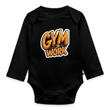 Sarcastic Gym Shirt Office vs Gym Bodybuilding - Organic Longsleeve Baby Bodysuit - black - Front