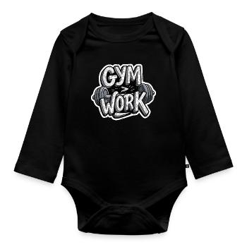 Sarcastic Gym Shirt Office vs Gym Bodybuilding - Organic Longsleeve Baby Bodysuit - black - Front