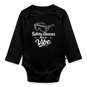 Schutzbrillen-Vibe | Labor Sicherheit - Baby Bio-Langarm-Body - Schwarz - Vorne