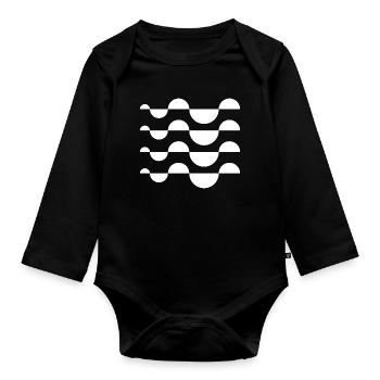 Wavy Stripe Mosaic - Organic Longsleeve Baby Bodysuit - black - Front