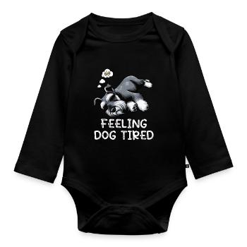 Se sentir fatigué par le chien Schnauzer Propriétaire de Schnauzer - Body Bébé bio manches longues - noir - Devant