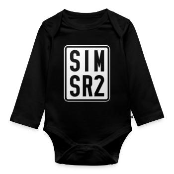 Simson SR2 Moped Kennzeichen - Baby Bio-Langarm-Body - Schwarz - Vorne