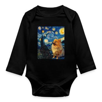 Zwergspitz Spitz Pomeranian - Body Bébé bio manches longues - noir - Devant
