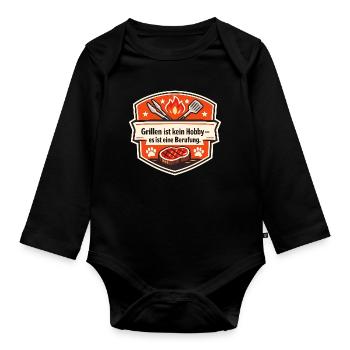 Grillen ist Berufung - Baby Bio-Langarm-Body - Schwarz - Vorne