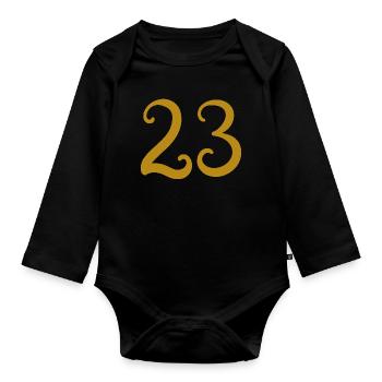 23 - Organic Longsleeve Baby Bodysuit - black - Front