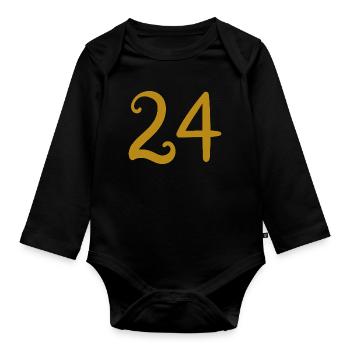 24 - Organic Longsleeve Baby Bodysuit - black - Front