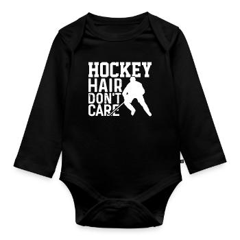 Hockey Hair ist es egal - Baby Bio-Langarm-Body - Schwarz - Vorne