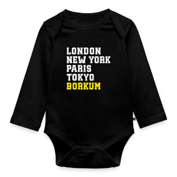 Mer du Nord LONDRES NEW YORK PARIS TOKYO BORKUM - Body Bébé bio manches longues - noir - Devant