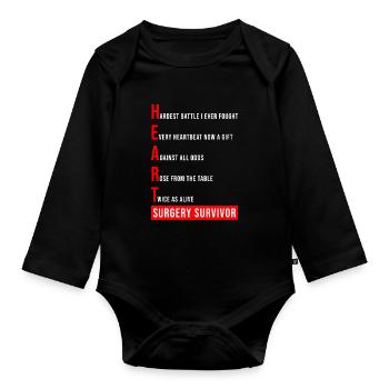 J’ai survécu à une chirurgie à cœur ouvert - Body Bébé bio manches longues - noir - Devant