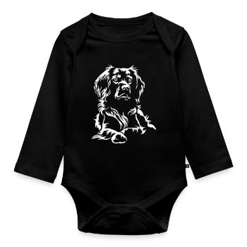 Epagneul Breton Black Edition" - Baby Bio-Langarm-Body - Schwarz - Vorne