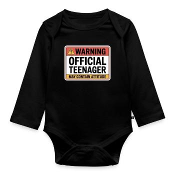 Official Teenager - Baby Bio-Langarm-Body - Schwarz - Vorne