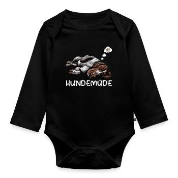 Hundemüde Deutsch Drahthaar drahthaar hunde - Baby Bio-Langarm-Body - Schwarz - Vorne