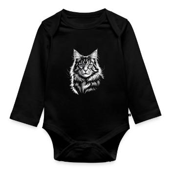 Maine Coon - Organic Longsleeve Baby Bodysuit - black - Front