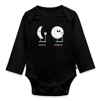 Lustige Mondphasen des Mondes Mondphasen Mondlicht - Baby Bio-Langarm-Body - Schwarz - Vorne