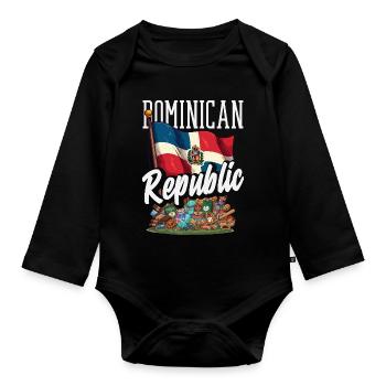 Drapeau de la République dominicaine Dom Rep Pride - Body Bébé bio manches longues - noir - Devant