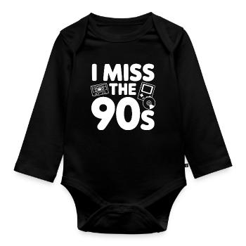 I Miss the 90s - Organic Longsleeve Baby Bodysuit - black - Front