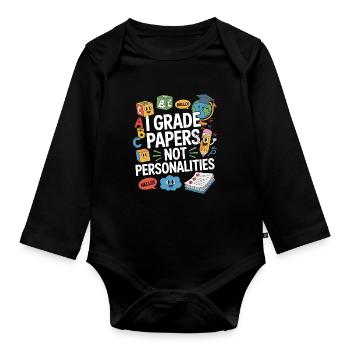 ESL Teacher I Grade Papers Teaching Career - Baby Bio-Langarm-Body - Schwarz - Vorne