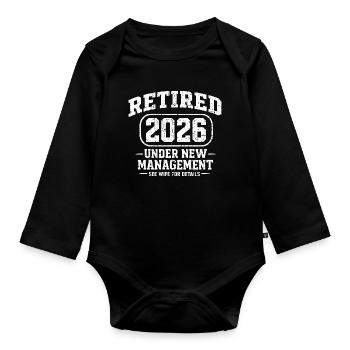 Retired 2026 under new humor direction - Organic Longsleeve Baby Bodysuit - black - Front