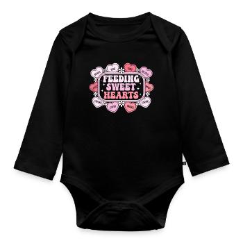 Caring Hearts: Education and Love - Organic Longsleeve Baby Bodysuit - black - Front