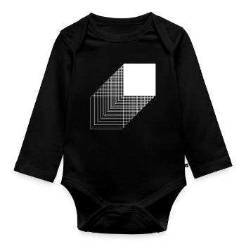 Kühnes quadratisches Bauhaus-Design - Baby Bio-Langarm-Body - Schwarz - Vorne