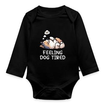 Se sentir fatigué par le chien, propriétaire de Collie Collie Colliehung, - Body Bébé bio manches longues - noir - Devant