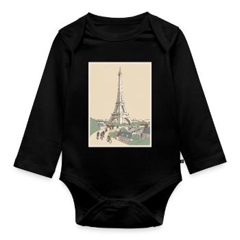 Paris Ride — Souvenir du cyclisme - Body Bébé bio manches longues - noir - Devant