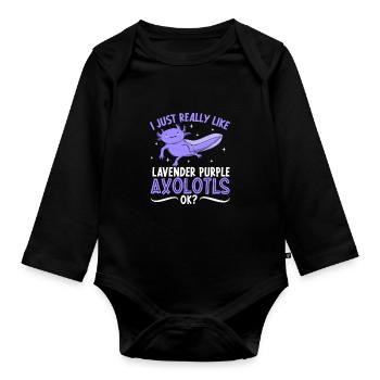 Ich liebe meinen Lavender Purple Axolotl - Baby Bio-Langarm-Body - Schwarz - Vorne
