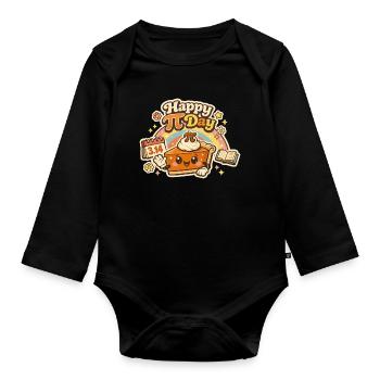 Happy Pi Day Süßer Kuchen Mathe Retro Design - Baby Bio-Langarm-Body - Schwarz - Vorne