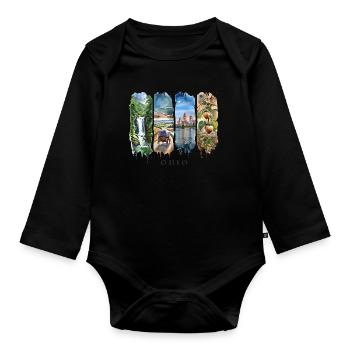 Ohio Travel – Cœur de tout et histoire - Body Bébé bio manches longues - noir - Devant