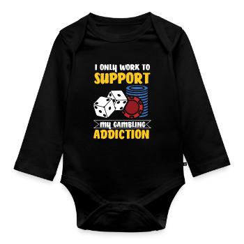 Casino poker card game gambling - Organic Longsleeve Baby Bodysuit - black - Front