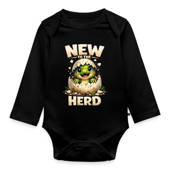 Petit dinosaure mignon – Nouveau dans le troupeau - Body Bébé bio manches longues - noir - Devant