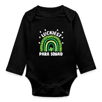 Glücklichstes Para-Team - Baby Bio-Langarm-Body - Schwarz - Vorne