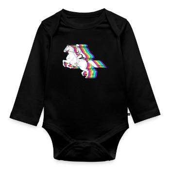 Pferderennen - Baby Bio-Langarm-Body - Schwarz - Vorne