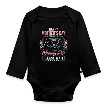 Mama-Geschenk – Alles Gute zum Muttertag - Baby Bio-Langarm-Body - Schwarz - Vorne