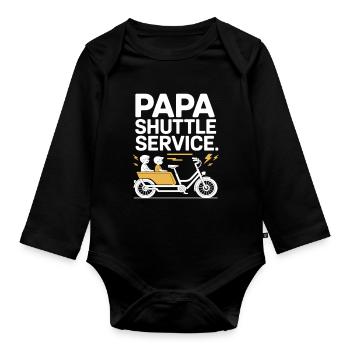 Papa Shuttle Service Cargo Bike Papa - Organic Longsleeve Baby Bodysuit - black - Front